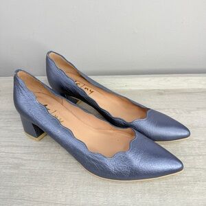 Like New! French Sole FS/NY periwinkle metallic pointed toe heels size 7.5